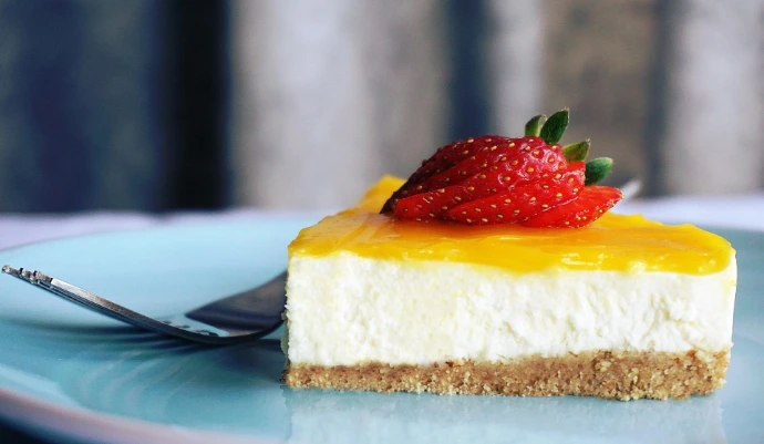 Passion fruit cheese cake slice